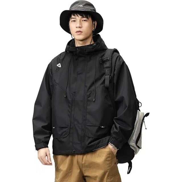 协协乐 山系户外春秋季外套防风防水工装风衣三防面料上衣美式潮牌小众设计款夹克 男款