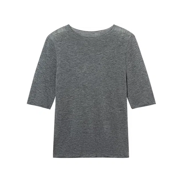 区区欧阳 【高智韩女！中袖衫】圆领修身打底内搭针织衫 女款