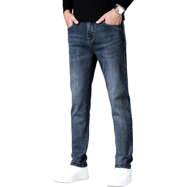 潮人榜 秋冬季高端潮牌修身小脚男士长裤子美式潮流时尚休闲百搭显高显瘦高级感牛仔裤 男款