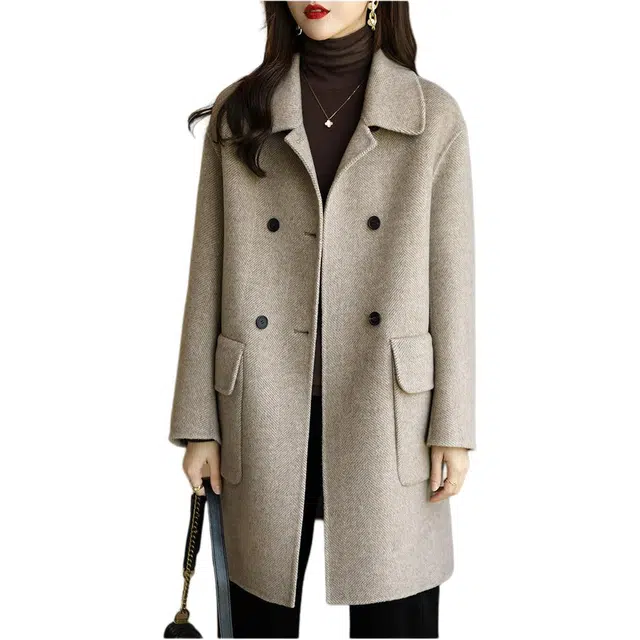 思蓓儿 加厚韩版修身显瘦中长款呢子 大衣 女款
