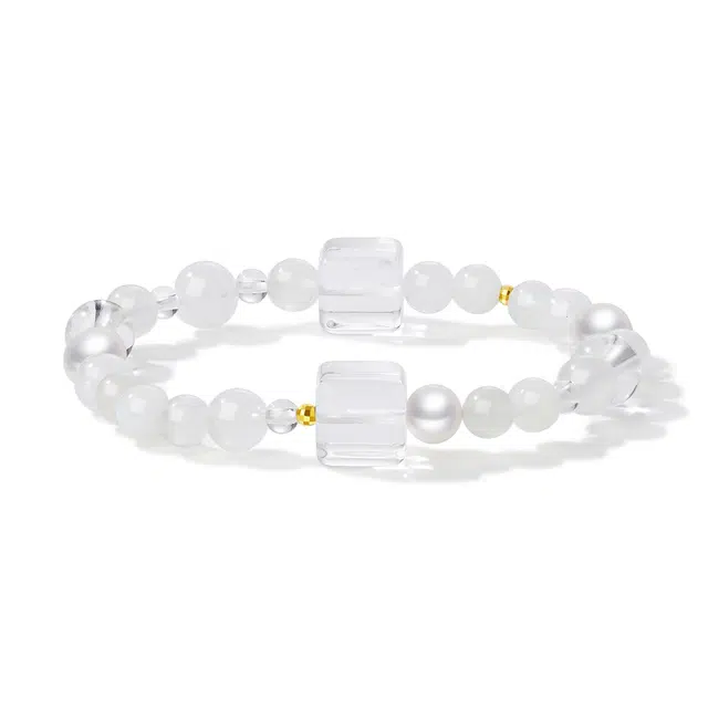 中鑫珠宝 月光方糖手链#好运新中式正能量天然 白水晶 手串 女款