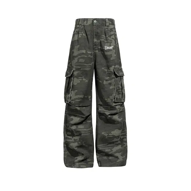 星际者 基础款直筒拖地宽松纯色美式潮流休闲裤 男女同款