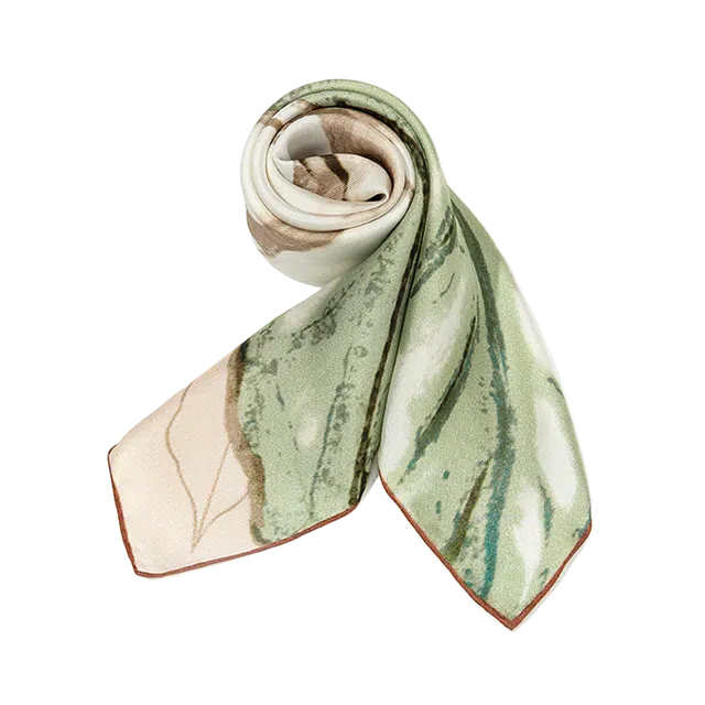 一米画纱 中式国风高雅山茶花系列斜纹中方巾双面西装领巾优雅 桑蚕丝 丝巾 女款