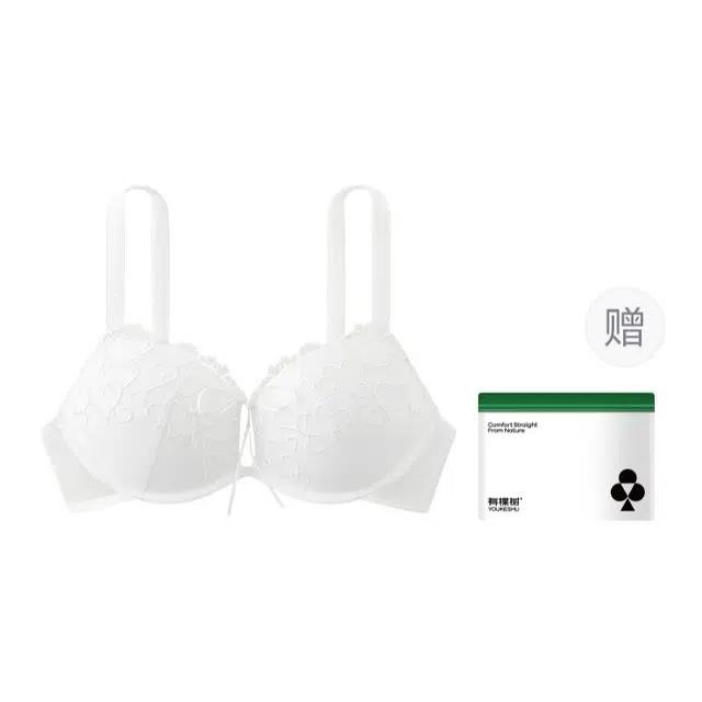 有棵树 爱心刺绣小胸聚拢无痕内衣性感纯欲芭蕾风蕾丝柔软舒适轻薄透气文胸 女款