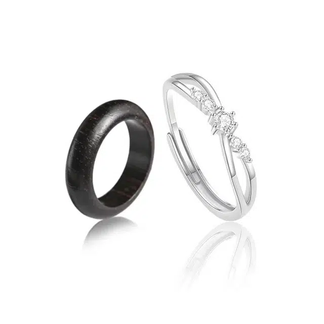 郁馨 莫比乌斯恋爱频率简约百搭开口可调节对戒 闪耀星河甜蜜告白神器饰爱一生冷淡风小众设计#好运 檀木 戒指 男女同款情侣款