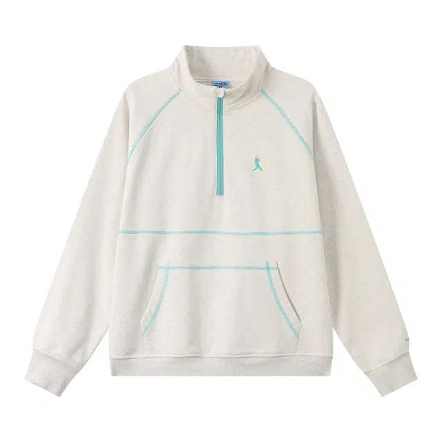 江南先生 城市接力赛 恒温暖皮撞色哈苏线拼接设计感口袋立领长袖上衣秋情侣卫衣 男女同款