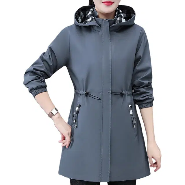 缪斯的诱惑 经典秋冬款收腰轻便透气柔软舒适保暖亲肤简约连帽纯色设计修身显瘦气质优雅百搭时尚上衣休闲外套风衣 女款