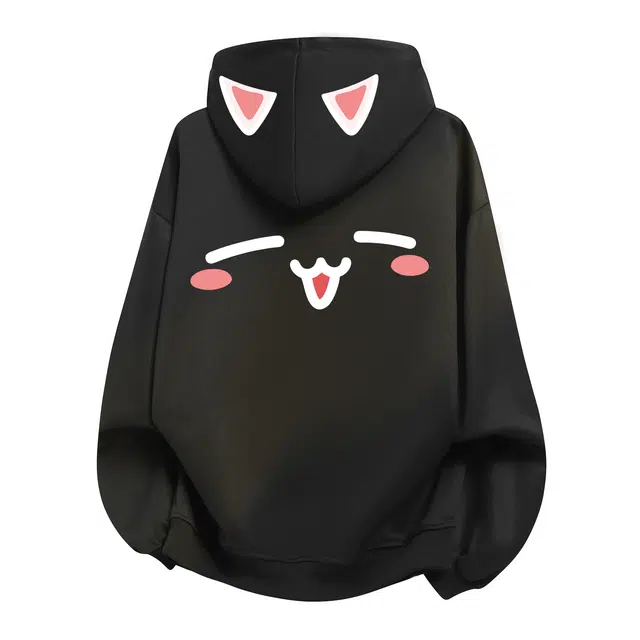 阿凡迪 美式高街学院风可爱卡通表情字母印花校园百搭户外通勤亲肤舒适宽松休闲长袖落肩套头重磅连帽卫衣 男女同款