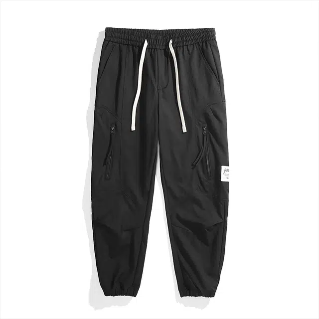 希越 美式潮牌拉链设计感宽松大码户外束脚休闲裤 男款