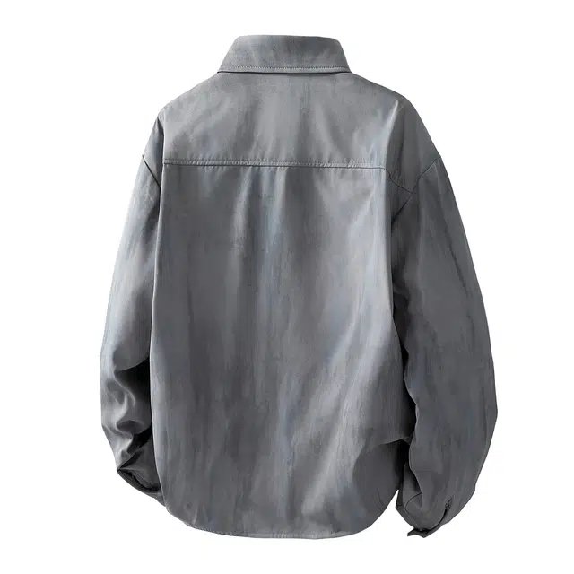 普鲁士多特蒙德 美式复古高街潮流扎染设计感痞帅宽松百搭翻领简约基础款学院风日常通勤休闲时尚长袖衬衫 男女同款