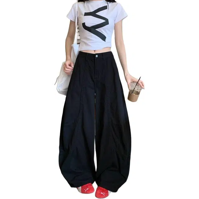 如续 复古水洗宽松高腰设计感百搭气质弯刀牛仔裤 女款