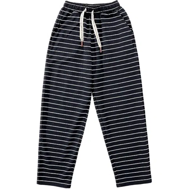 俞兆林卫裤 韩版纯棉宽松黑白经典条纹休闲长裤男女童秋季款直筒百搭舒适耐穿运动 儿童款