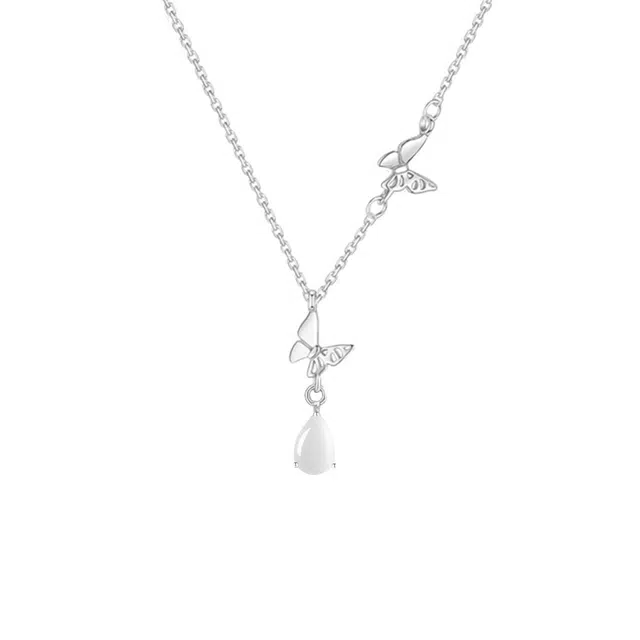 【S925银  蝶恋花滴】 福韵金 六桂福 蝴蝶水滴新中式国潮轻奢优雅简约高级百搭清新招桃花旺桃花#好运 玉髓 项链 女款