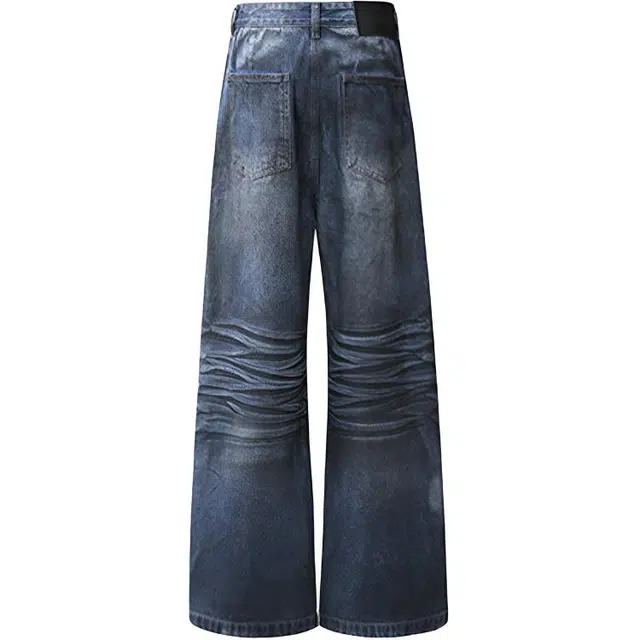 拾个壹先生 美式复古高街小众痞帅潮流休闲直筒立体裁剪廓形水洗无性别主义穿搭亲肤柔软时尚个性宽松阔腿垂感拖地长裤潮牛仔裤 男女同款