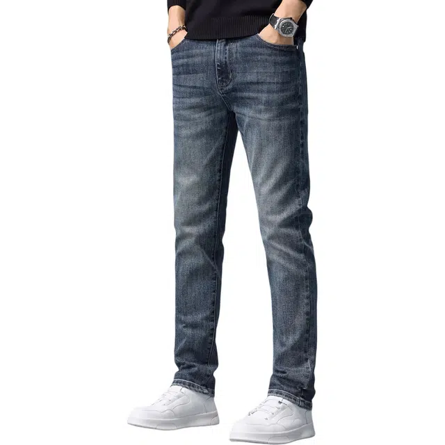 潮人榜 秋冬季美式潮牌复古修身小脚高级感男士长裤子潮流百搭休闲显高显瘦高端牛仔裤 男款