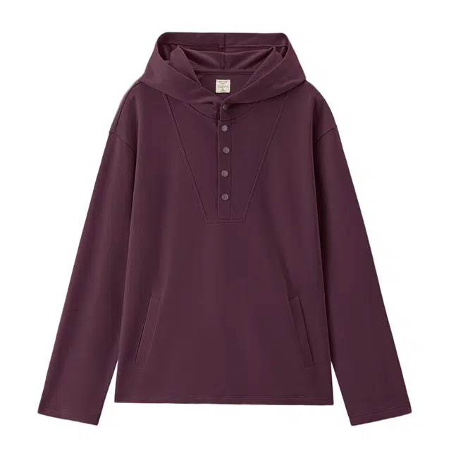 佐丹奴 连帽卫半开襟上衣休闲简约风破骨宽松卫衣 女款