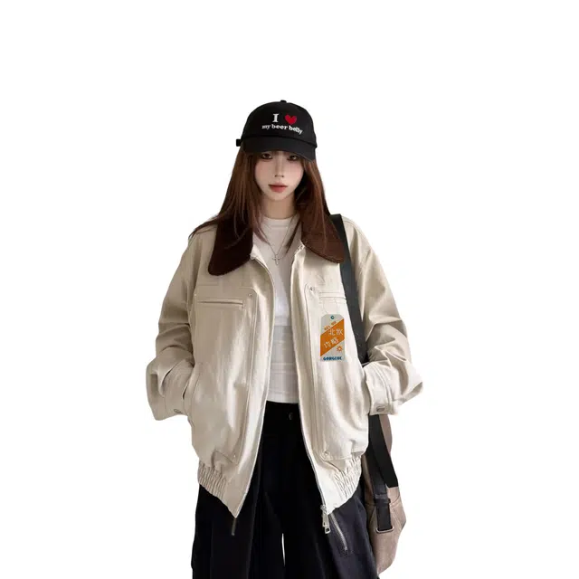 北欧攻略 美式休闲复古宽松小众翻领高质量夹克 男女同款