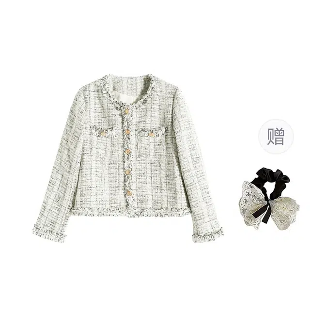 涂诗菲 韩版小香风优雅小众设计感宽松慵懒百搭休闲高级气质短款夹克 女款