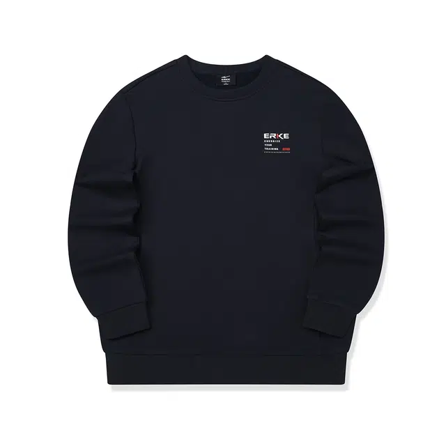 鸿星尔克 综训系列 美式街头基础款跳色字母印花舒暖绒保暖日常通勤出行上学舒适百搭加厚套头秋季外套叠穿卫衣 男款 黑曜蓝