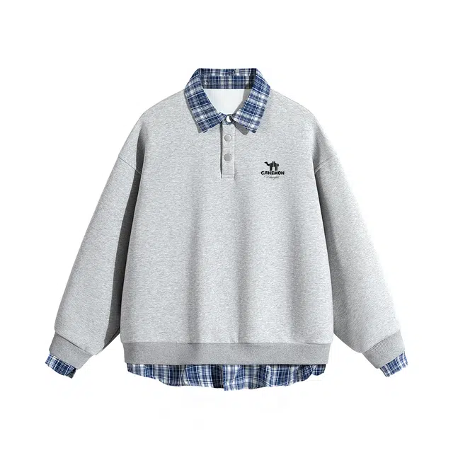 领航骆驼 日系潮牌小众设计感复古帅气翻领基础宽松时尚百搭街头运动经典潮流简约卫衣 男女同款