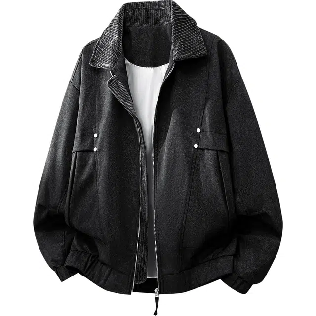 马员外 百搭休闲潮流防风印花宽松翻领时尚简约夹克 男款