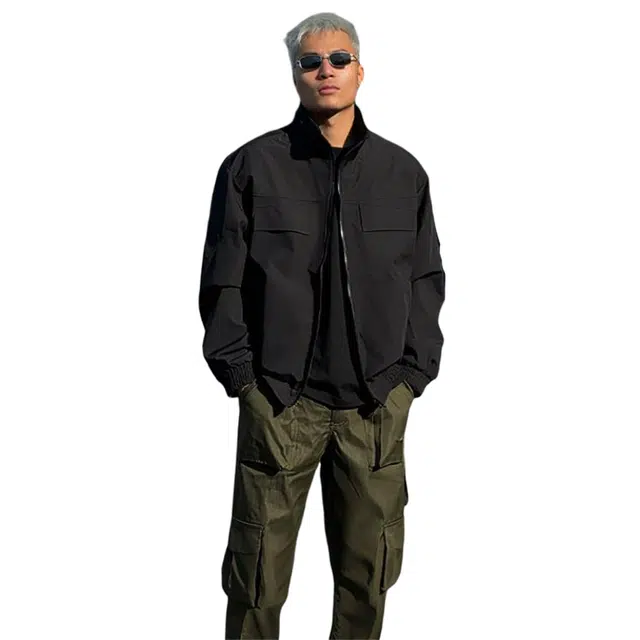 佑麟 秋季潮牌痞帅高级感工装外套硬汉风短款骑兵服美式立领飞行夹克 男女同款