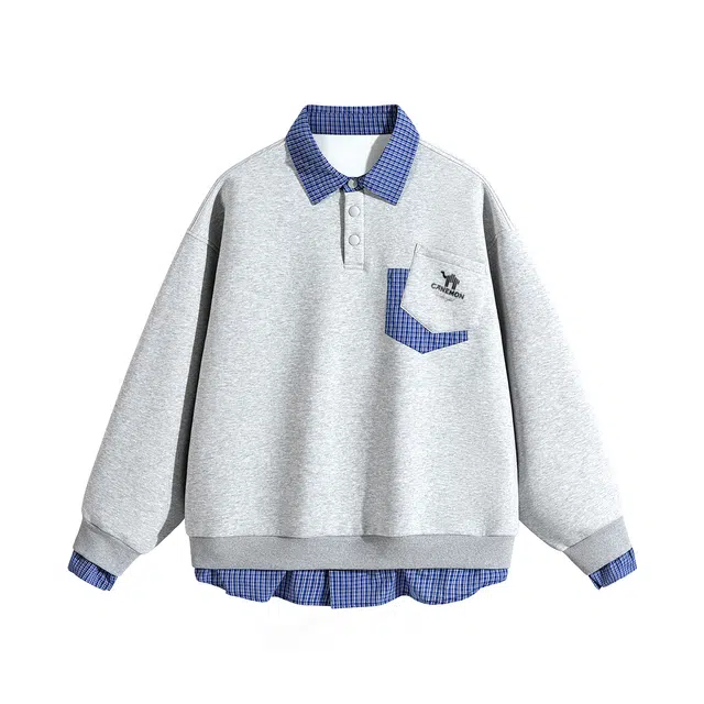 领航骆驼 时尚宽松休闲潮流设计重磅通勤简约百搭潮牌复古卫衣 男女同款