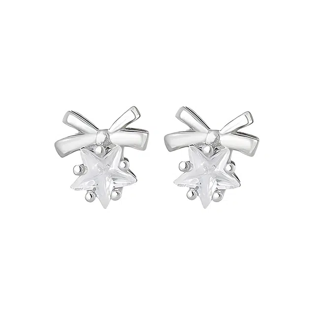 前方大荒野 蝴蝶结幸运星闪亮星星爆闪精致小巧甜美优雅温柔迷人精致小巧小众#好运 锆石 耳钉 女款