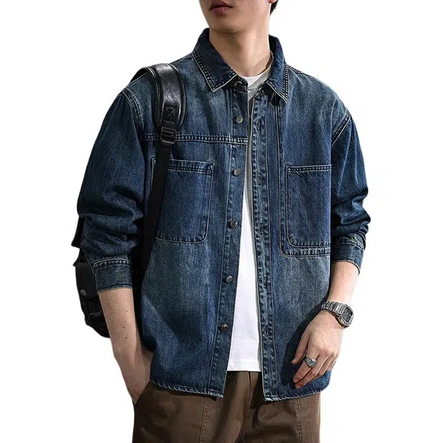 遨宇 美式复古经典休闲工装牛仔外套 男款