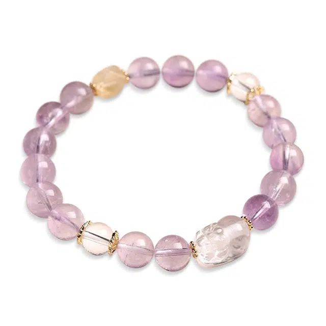 一世倾 彩紫灵学业顺利招财貔貅助学业小清新转运珠新中式国潮小众设计日常通勤百搭轻奢风转运#好运天然 紫水晶 手串 男女同款情侣款