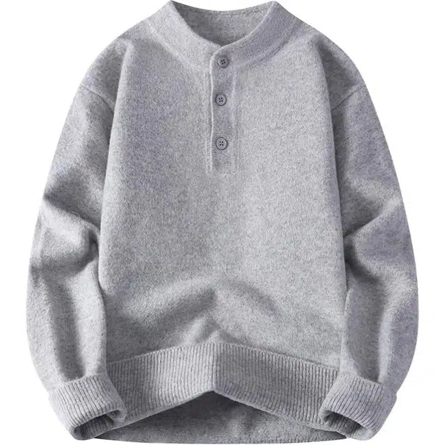 海尔斯 打底衫潮流圆领格子提花宽松百搭针织衫 男款