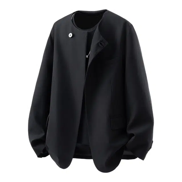 马员外 新中式休闲圆领宽松百搭时尚简约夹克外套 男款