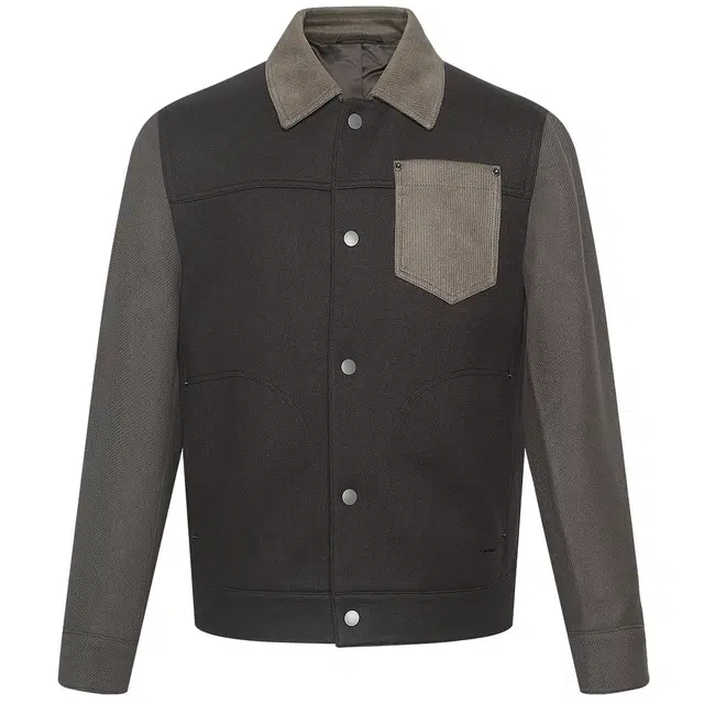 利郎 热燃科技保暖绵羊毛短款撞色翻领冬季大衣 男款