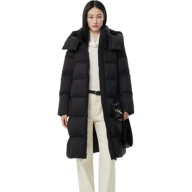 坦博尔 可脱卸帽高充绒时尚纯色长袖通勤羽绒服 女款