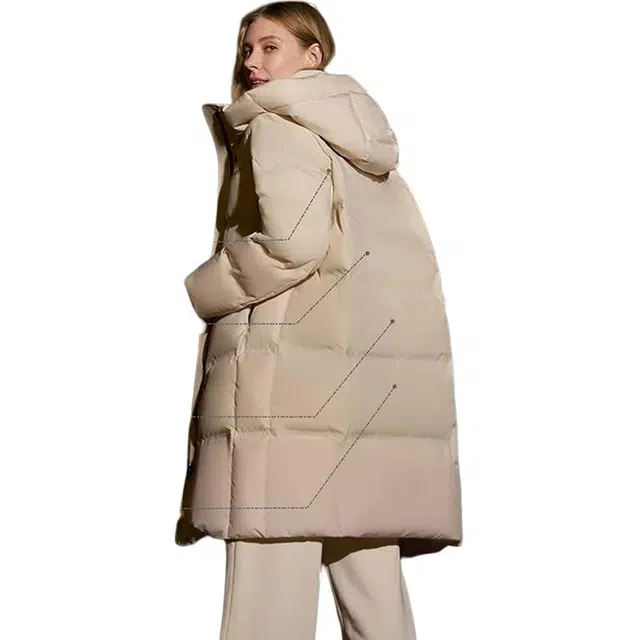 坦博尔 时尚长款连帽常规长袖通勤面包服羽绒服 女款