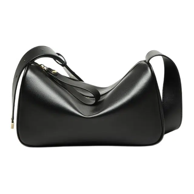 纳兰杜 大容量百搭款高级感时尚通勤实用休闲拉链开合 牛皮 枕头包单肩包斜挎包 大号 女款 黑色/白色/棕色