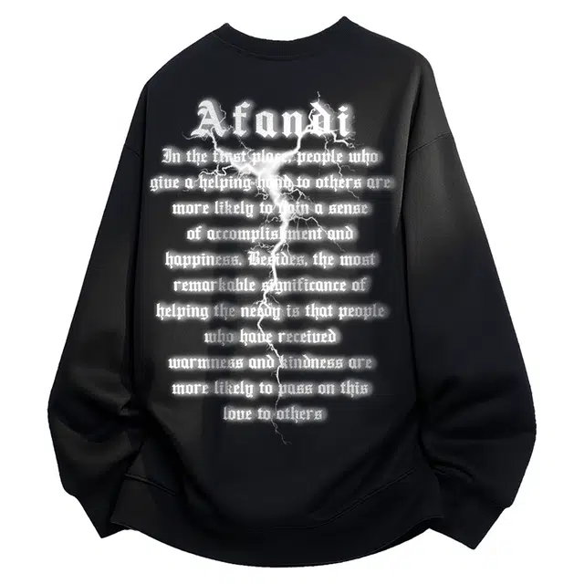 阿凡迪 美式高街复古时尚潮流简约个性创意闪电字母印花宽松日常通勤休闲运动经典百搭长袖氛围感学院风套头圆领卫衣 男女同款