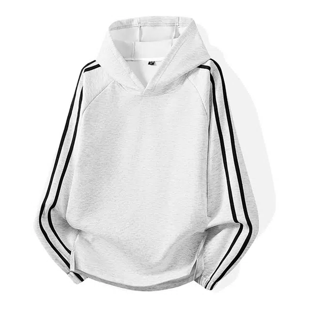 马员外 美式条纹百搭重磅连帽时尚简约宽松卫衣 男款