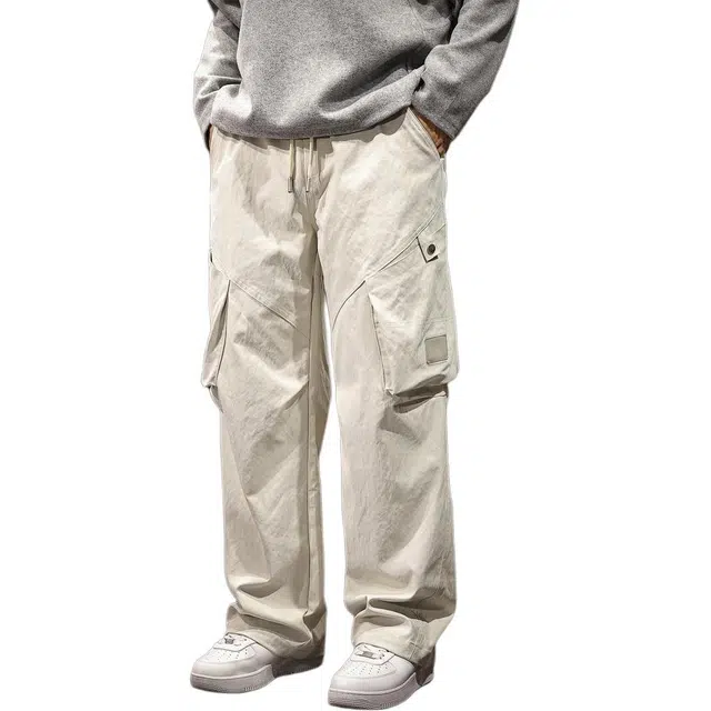 路杰邦 复古水洗春秋季纯色中腰工装裤 男款