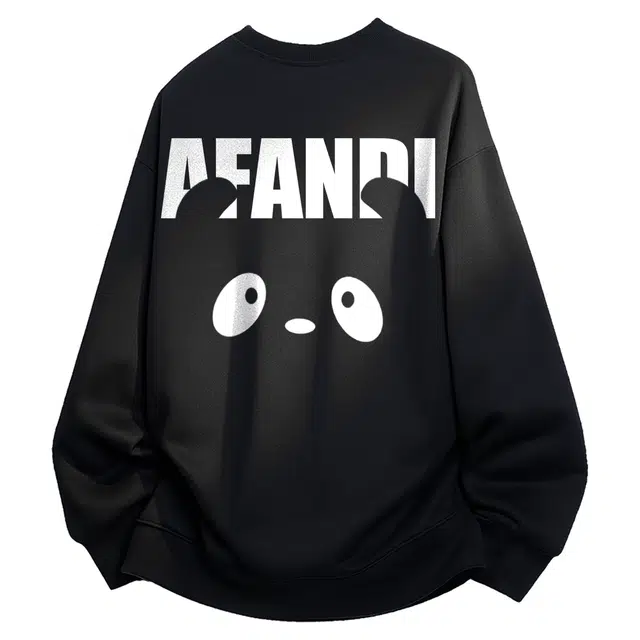 阿凡迪 美式高街复古时尚潮流个性创意竹子小熊头印花宽松日常通勤休闲运动经典百搭长袖氛围感学院风套头圆领卫衣 男女同款