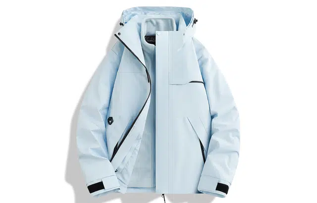 木林森 户外运动撞色设计防泼水防污防风透气耐摩耐刮御寒锁温可拆卸石墨烯摇粒内胆三合一连帽可拆冲锋外套夹克 男女同款