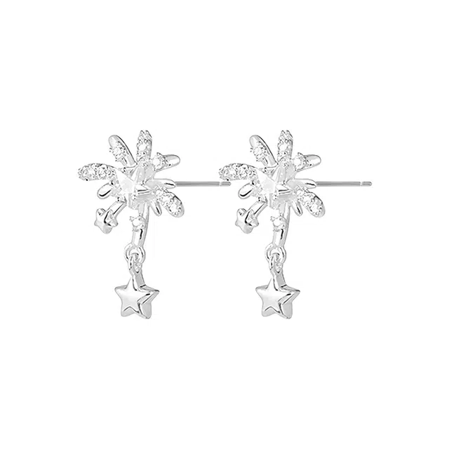 前方大荒野 烟花流星璀璨星星梦幻甜美温柔迷人轻奢高级感小众设计精致时髦气质 锆石 耳钉 女款