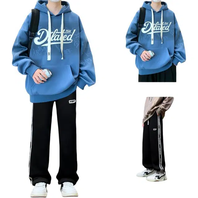 邦固依品 青少年春秋款男装连帽外套男韩版宽松休闲上衣男卫衣套装 男款