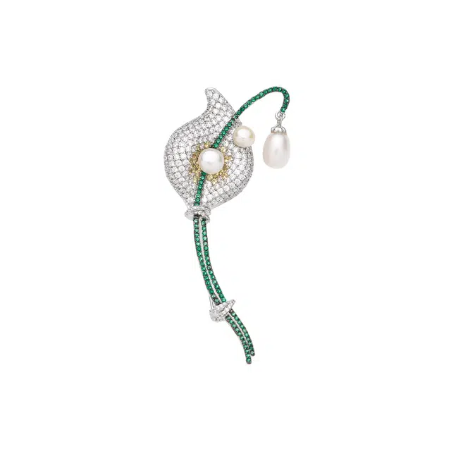 暖瞳 马蹄莲高端珍珠奢华品质独特设计 铜 胸针 女款