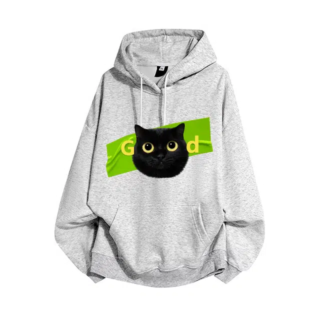 【煤球猫咪】拾个壹先生 萌趣可爱印花休闲百搭连帽卫衣 男女同款