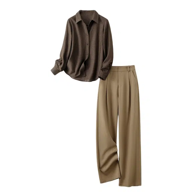 潞优野 高级通勤两件套女秋季简约时尚 衬衫套装 女款