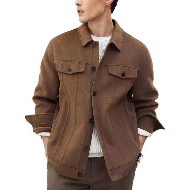 丹宁哲学 雅致时尚系列 高品质纯羊毛手工双面呢大衣 男款