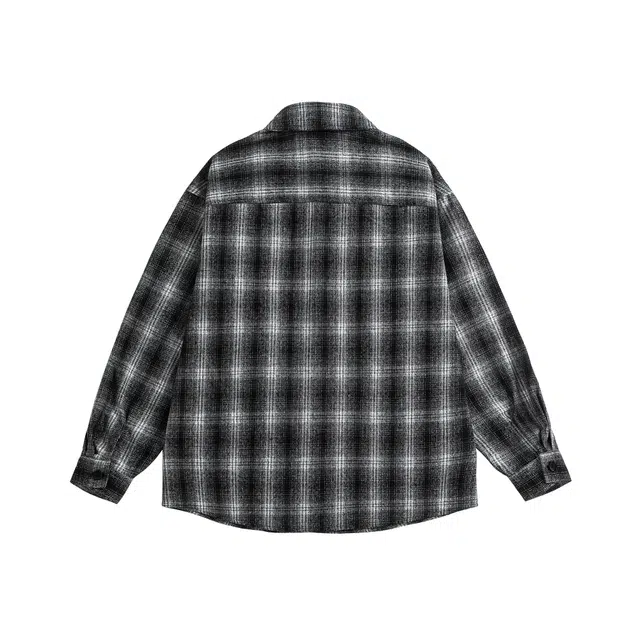 【dme】 美式复古格子潮牌春秋季慵懒风宽松休闲百搭磨毛衬衫 男女同款