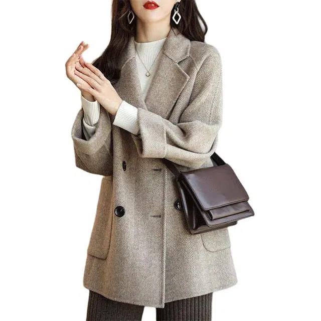 思蓓儿 加棉不毛呢宽松显瘦百搭洋气外套女大衣 女款