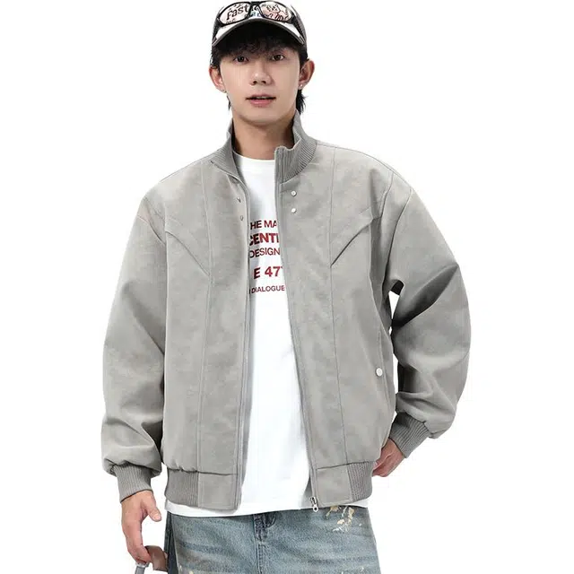 左岸 美式复古高街潮牌印花百搭休闲宽松舒适防风立领夹克外套 男款